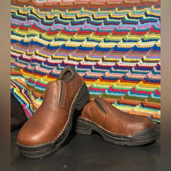 Slip Resistant Non Slip Brown Leather Clogs • Nursing Server Utility‎ Work - Picture 2 of 11